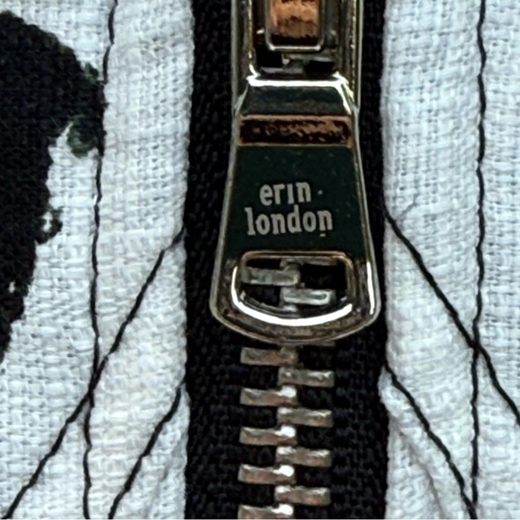Erin London Women’s Black and White abstract print Women's Zip Jean Jacket XL - Picture 9 of 15